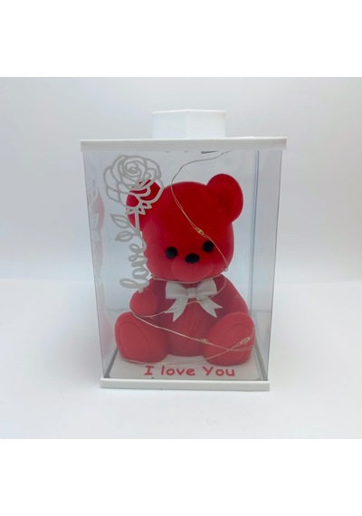 Işıklı I Love You Ayıcık Biblo Kutulu - Kırmızı