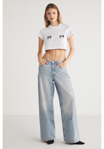 Ethıquet Krım Kadın Kurdele Baskı Detaylı %100 Organik Pamuklu Bisiklet Yaka Crop Beyaz T-shirt Ethıquet Krım Kadın Kurdele Baskı Detaylı %100 Organik Pamuklu Bisiklet Yaka Crop Beyaz T-shirt