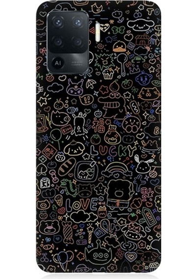 Oppo Reno 5 Lite Uyumlu 8 Bit Sevimli Karakterler Desenli Silikon Kılıf