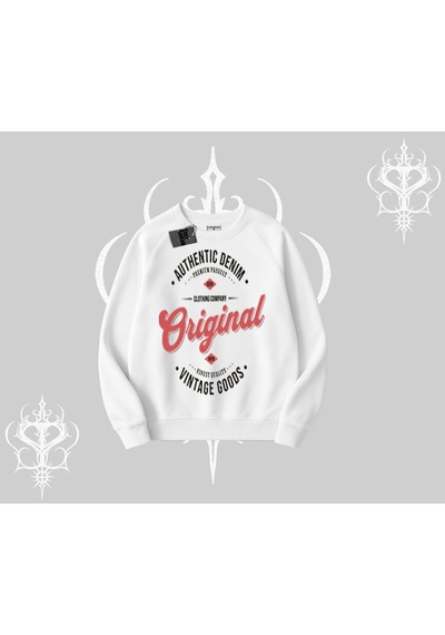 Biskilet Sweatshirt Authentic Denim Original Beyaz