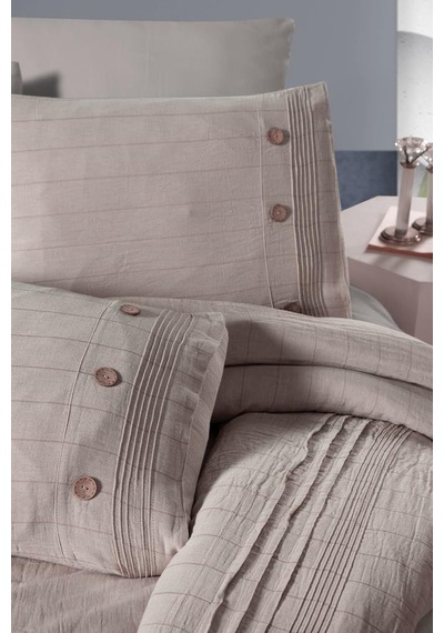 Linen Çift Kişilik Nevresim Takımı Pudra Pudra