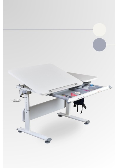 Vega Basic Yükseklik Ve Eğim Ayarlı Ekru Çalışma Masası, Çekmeceli Bilgisayar Ve Ofis Masası, Gri Gri Vega Basic Yükseklik Ve Eğim Ayarlı Ekru Çalışma Masası, Çekmeceli Bilgisayar Ve Ofis Masası, Gri Gri