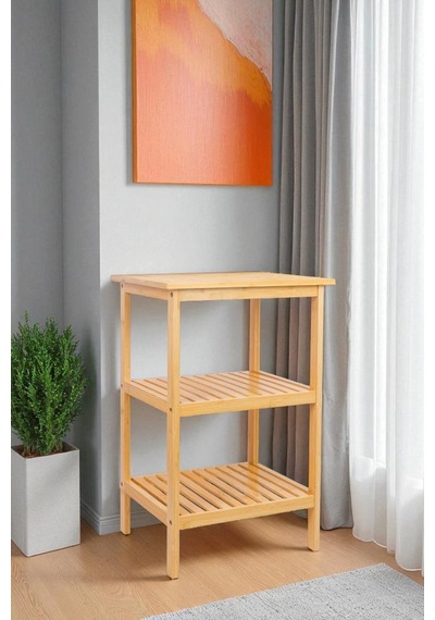 Digithome Bambu 3 Raflı Komodin Yan Sehpa Şifonyer Düzenleyici Orta Sehpa Db-0024 Kahverengi