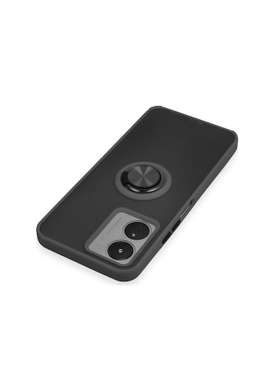 Uryport Vivo Y16 Kılıf Montreal Yüzüklü Silikon Kapak - Siyah