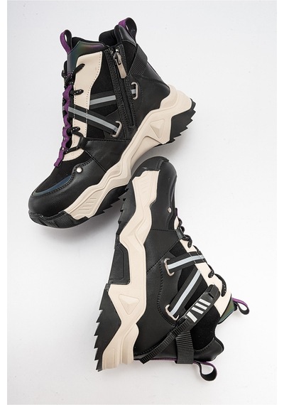 Luvishoes Clara Siyah Mor Kadın Spor Bot Mor - Siyah