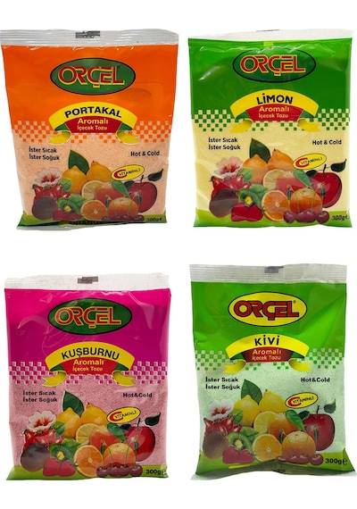 Orçel Toz İçecek Seti Oralet Çay Sıcak Soğuk Karışık Paket 4 x 300 G