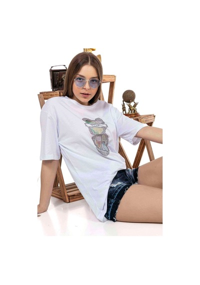 Kadın Oversize Taş Işlemeli Ayıcık Baskılı Tshirt (534304779) Kadın Oversize Taş Işlemeli Ayıcık Baskılı Tshirt (534304779)
