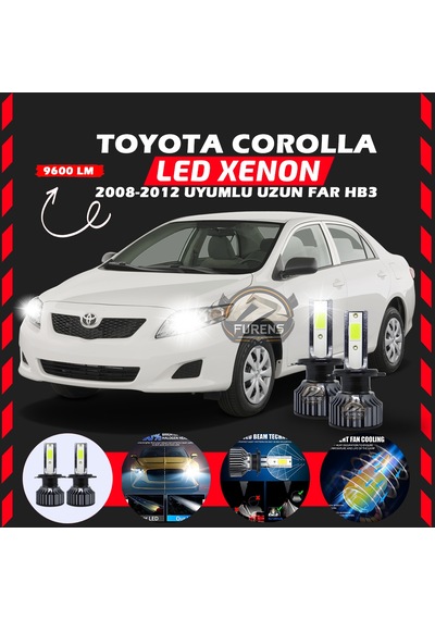 Toyota Corolla 2008-2012 Uzun Far Uyumlu Şimşek Etkili Led Xenon Pro Series Hb3