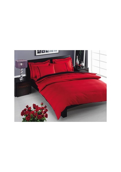 Taç 60019398 Saten Delux Çift Kişilik Nevresim Takımı - Prestige Kırmızı Siyah,200 X 220 Kırmızı Diğer