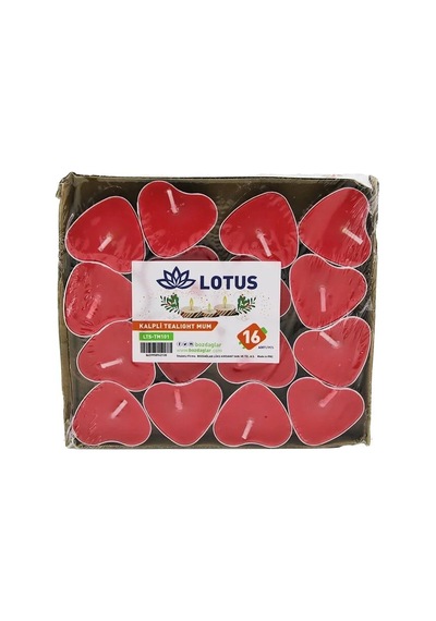 16pcs Kalpli - Kırmızı Tea Light Mum 5468 Çok Renkli