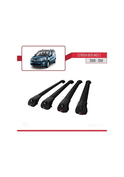 Citroen Berlingo 2008-2018 Arası İle Uyumlu Ace-1 Ara Atkı Tavan Barı Siyah 4 Adet Bar