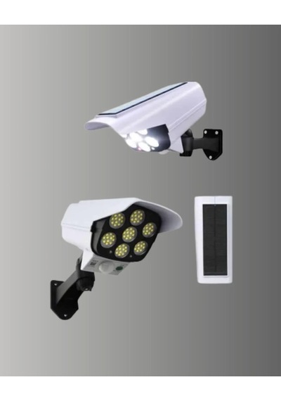 Lb Güneş Enerjili Led Lamba + Güvenlik Kamerası Görünümlü 5-8 M Hareket Algılamalı, Beyaz Işık