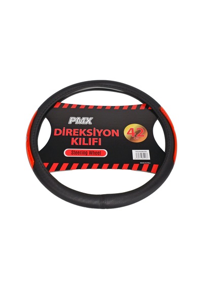 Pmx Geçmeli Direksiyon Kılıfı Fosforlu Siyah Türk Bayrağı 42 Cm Teq-002bk/rd Kırmızı