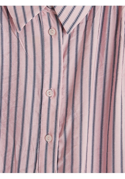 Lcw Everyday Pembe Çizgili Kadın Gömlek Tunik