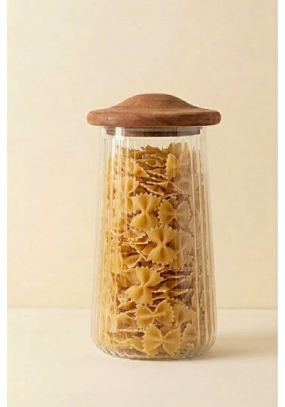 Akasya Mushroom Vakumlu Cam Kavanoz Baharatlık 1300 Ml Şeffaf