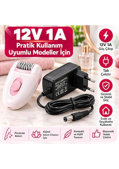 Philips Beauty Epilatör Epilasyon Ağda Kıl Alma Cihazı Uyumlu Şarj Aleti Adaptörü 12v 1a