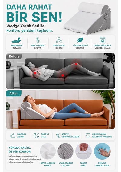 Flexrest 10 U 1 Arada Destek Yastığı, , Bel, Sırt, Diz Ve Bacak Minderi Beyaz