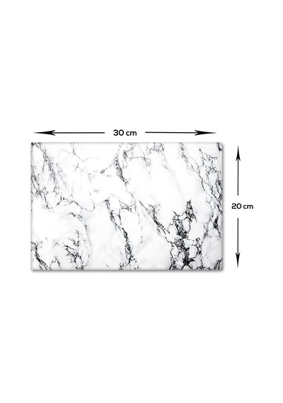 Decorita 10001501001 Beyaz Mermer Görünümlü Cam Kesme Tahtası, 20cm X 30cm Diğer