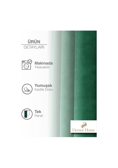 Br Demor Home 1/2 Sık Pile Çam Yeşili Kadife Dokulu Fon Perde Ütü İstemez En Çok Satılan