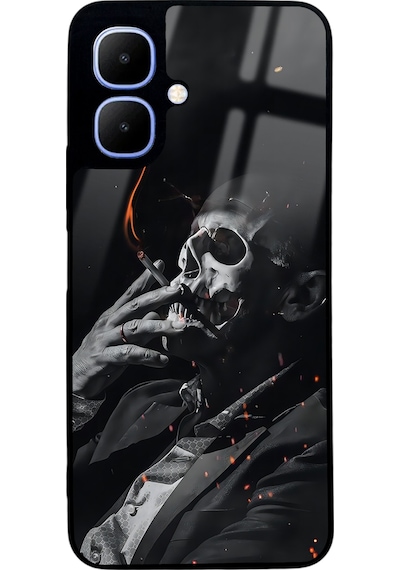 İnfinix Smart 10 Smoke Skull Tasarımlı Glossy Telefon Kılıfı Çok Renkli