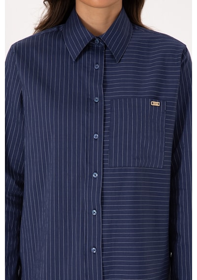 U.S. Polo Assn. Kadın İndigo Uzun Kollu Çizgili Gömlek 50316387-VR028 U.S. Polo Assn. Kadın İndigo Uzun Kollu Çizgili Gömlek 50316387-VR028