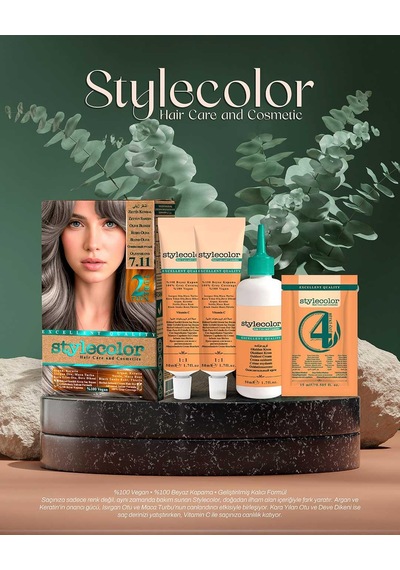 Stylecolor Bitkisel İçerikli Vegan Krem Saç Boyası 7.11 - Zeytin Kumral