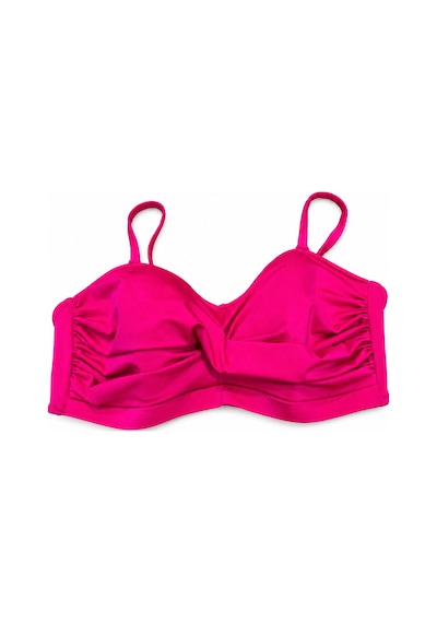 Büyük Beden Straplez Ayarlanabilir İnce Askılı Desenli Kadın Bikini Üst Pembe