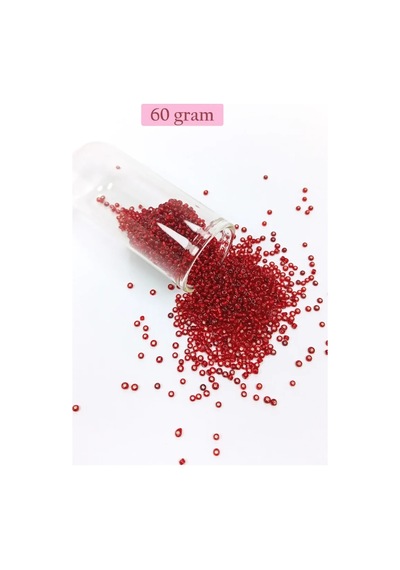 Tedar Dökme Cam Kum Boncuk 11/0 2 Mm - 60 Gram - Şeffaf Koyu Kırmızı - Bnc050 Najmaddin (No:1) 8.5Cm X 10.5 Cm