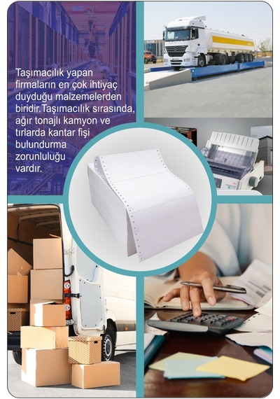 5,5x24 Kantar Fişi 2 Nüsha 2000 Adet , Beyaz Otokopili Sürekli Form 5,5x24 Cm