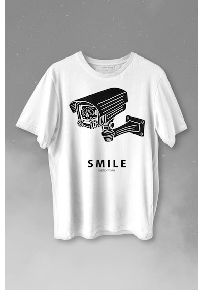 Kamera Smile Selfie Big Brother Baskılı Tişört Unisex T-shirt 001