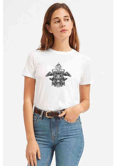 Ghost Rider Baskılı Beyaz Kadın Tshirt (534306176)