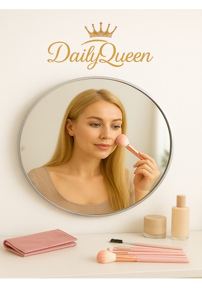 Daily Queen 7 Parça Makyaj Fırça Seti Penbe Deri Çantalı Lüx Ve Kaliteli