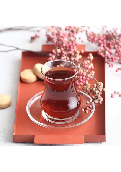 LAV Eda Cam Çay Seti 6 Kişilik 170 ml (6 Çay Bardağı, 6 Çay Tabağı)