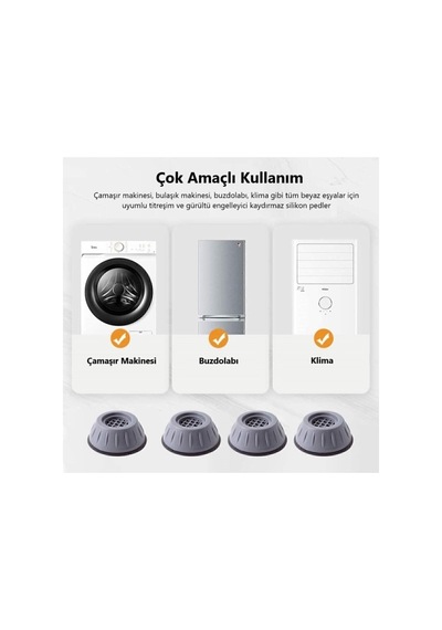 Makinamatik Makina Matik Çamaşır Makinesi Titreşim Önleyici - Keçeler - Tek Ebat - Çok Renkli