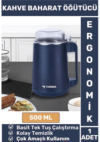 Premium Ergonomik Tutma Saplı Yüksek Kaliteli Çelik Baharat Kahve Kuruyemiş Öğütücü Değirmen 500 Ml Çok Renkli