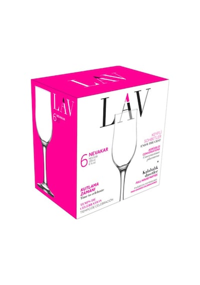 Lav Nevakar Cam Şampanya Kadehi 6'lı 195 ml Ayaklı (Kahve Yanı Su/Kokteyl Bardağı)