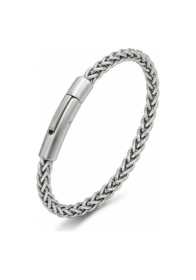 Premium Hasır Örgü Model Çelik Zincir Erkek Bileklik Çelik Kilitli 31835b2d9 - 21 Cm Gümüş
