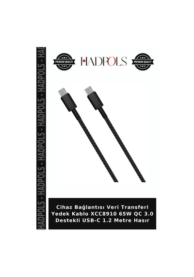 Cihaz Bağlantısı Veri Transferi Yedek Kablo Xcc8910 65w Qc 3.0 Destekli Usb-c 1.2 Metre Hasır
