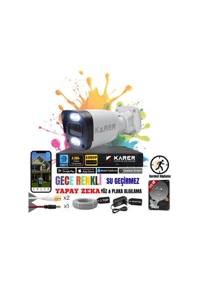 Exitcam 2 Kameralı-renkli Görüş-su Geçirmez-yüz Ve Araç Tanımalı-yapay Zeka Ayrıcalıklı Güvenlik Seti