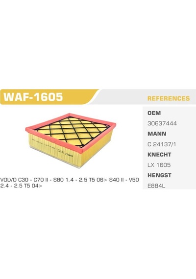 WINKEL WAF-1605 WINKEL HAVA FİLTRESİ FOCUS 2.5T S-MAX 04- MONDEO