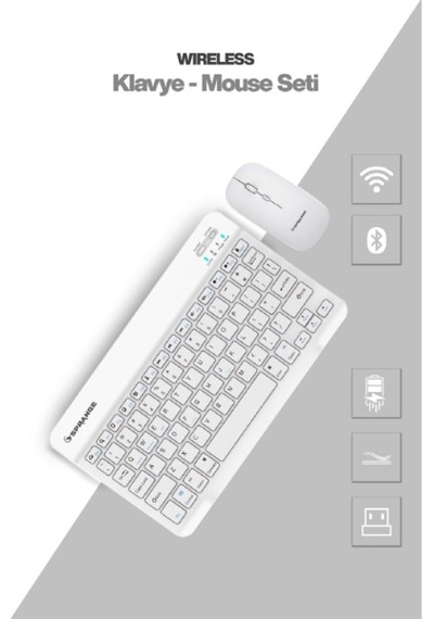 Beyaz Kablosuz Klavye Ve Mouse Seti