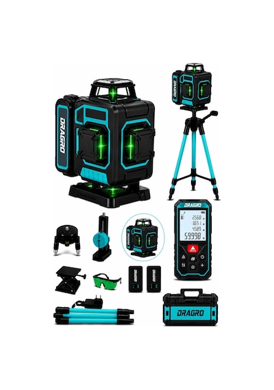 Dragro Drg-16 Köşe Tripodlu Yeşil Lazer M Hizalama Terazi 360 Mıknatıslı Çantalı + Lazer Metre