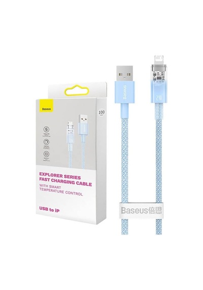 Baseus Explorer Serisi Hızlı Şarj Kablosu Akıllı Sıcaklık Kontrolü Usb To İp 2.4a, 2m, Mavi Sku: Zeus8690010131812