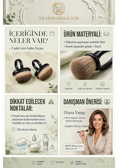 Tr 2li Mini Yüzük Makyaj Fırçası Seti Kapatıcı Pudra Aydınlatıcı Dağıtma Fırçası 723740