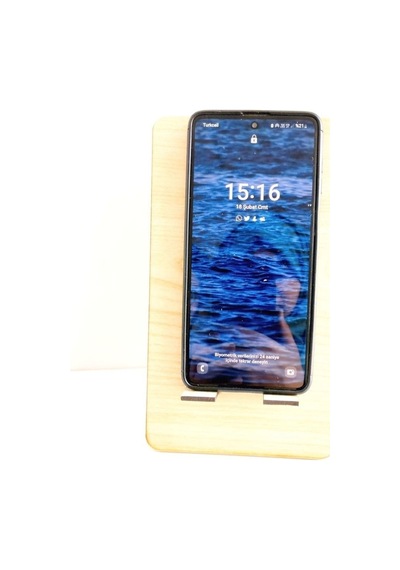 2 Adet Ahşap Desenli Mdf Harfli Telefon Tutucu