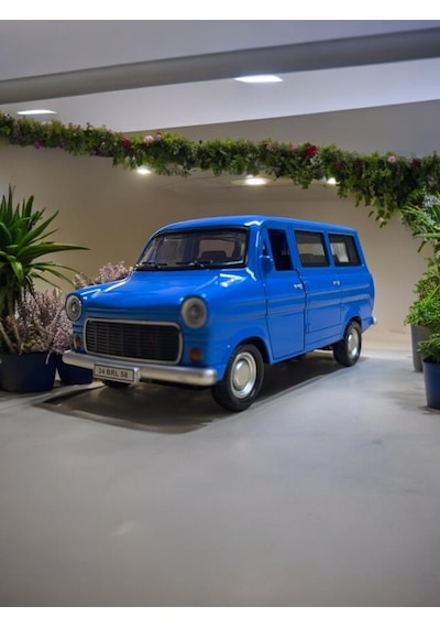 Nostaljik Metal Çek Bırak Ford Sesli Ve Işıklı Minibüs Mavi 1/36 Ölçek