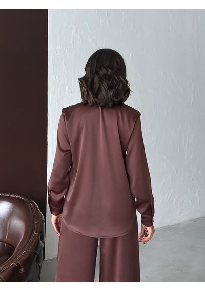 Verymoda Saten Gömlek - F2062 Kahve
