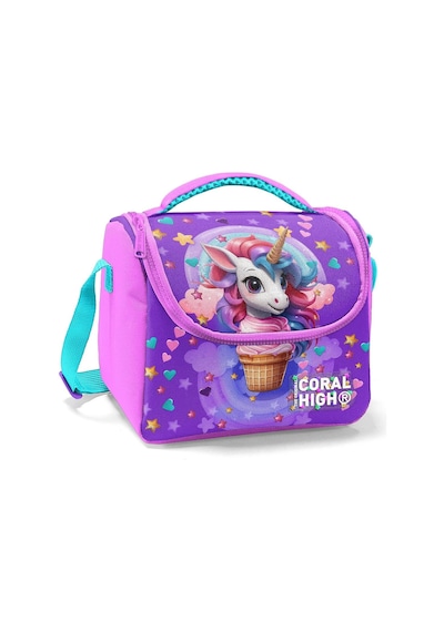 Coral High Kız Çocuk Termoslu Beslenme Çantası - Mor Pembe Dondurma Unicorn, Kız Çocuk Mor - Pembe