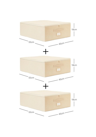 Ocean Home Textile 3'lü Orta Boy Bej Balıksırtı Destekli Hurç Set 45 X 55 X 18 Cm Çok Renkli