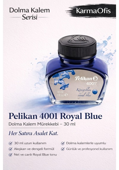 4001 Royal Blue Dolma Kalem Mürekkebi 30 Ml Canlı Klasik Mavi Diğer